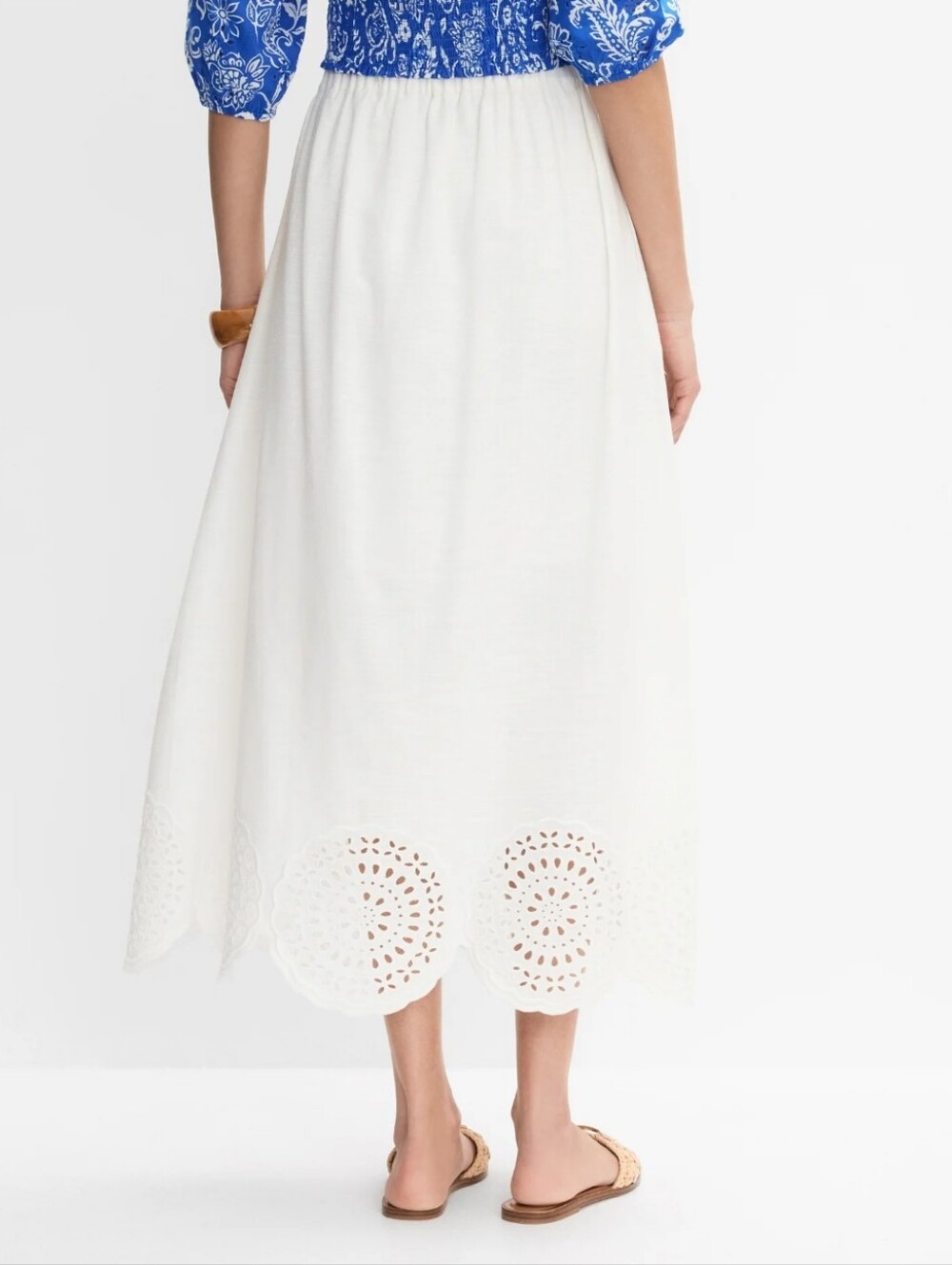 Melanie Lyne Scalloped Hem Maxi Skirt Size 10 Porcelain (White) Linen Blend - Picture 3 of 13